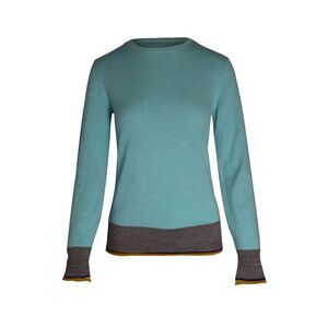 Victoria Beckham Contrast Hem Knitted Sweater in Blue Wool